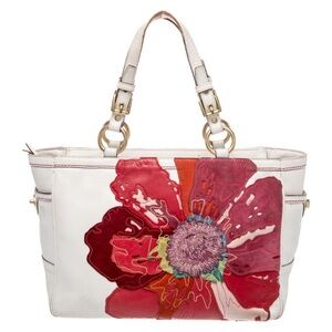 Coach Poppy Limited Edition White and Red Floral Shoulder Bag 9244
